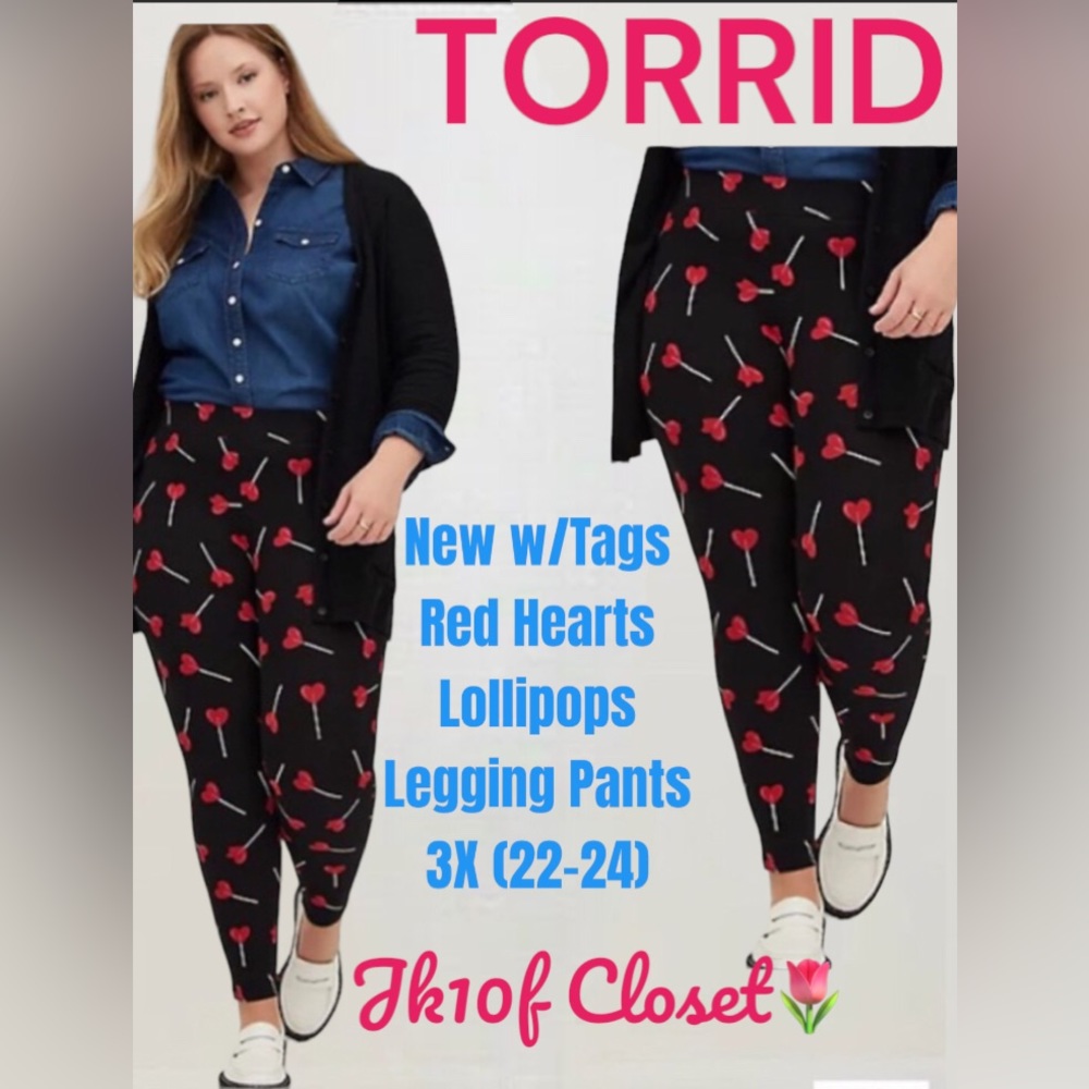 LOWEST🌷NWT TORRID 2X RED HEART LOLLIPOPS PANTS
